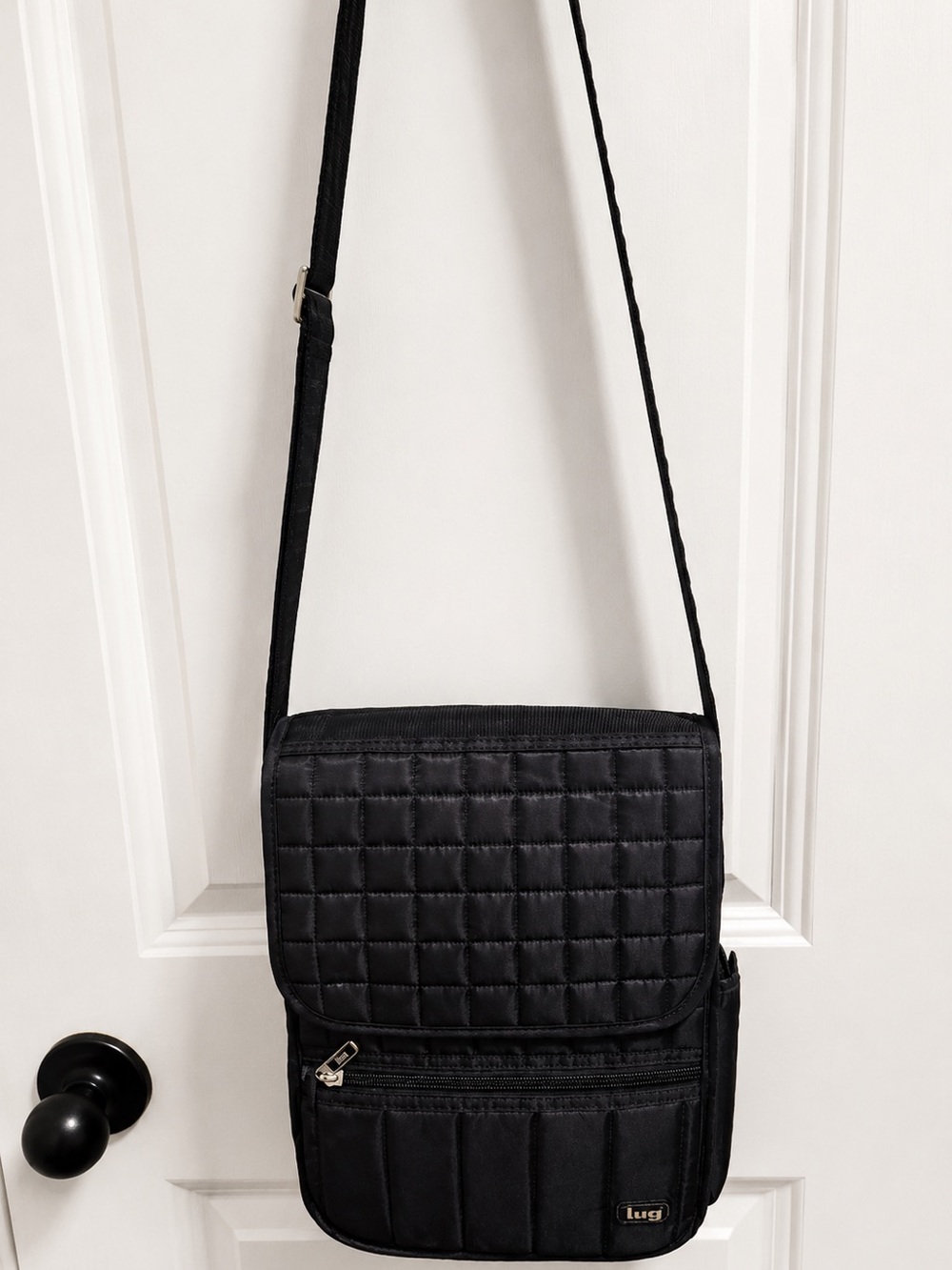 Lug Moped Crossbody Day Pack Black Quilted Messenger Bag